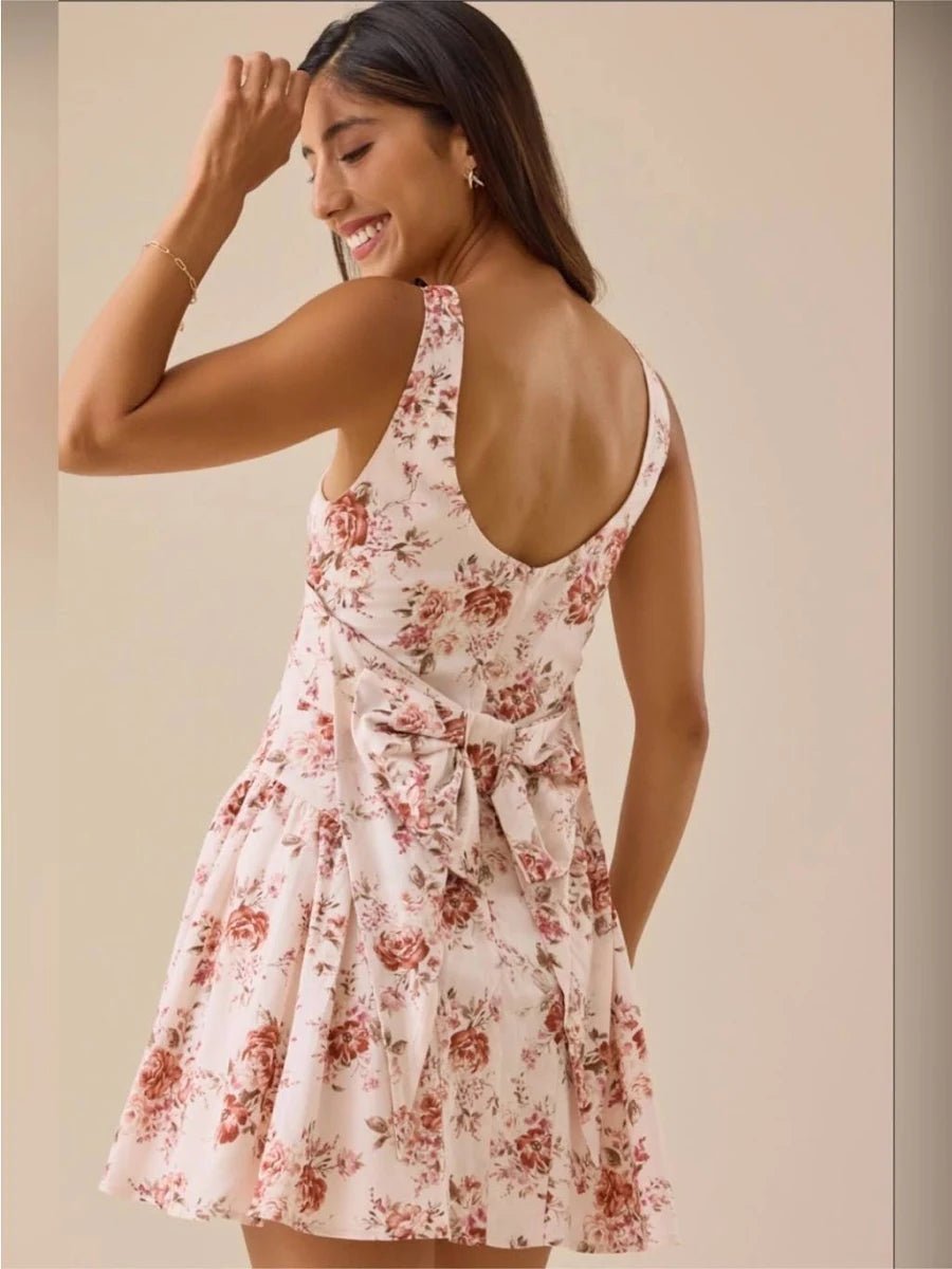 Altar'd State Kellin Floral Mini Dress w/ Bow detail – The Garment Garden Boutique