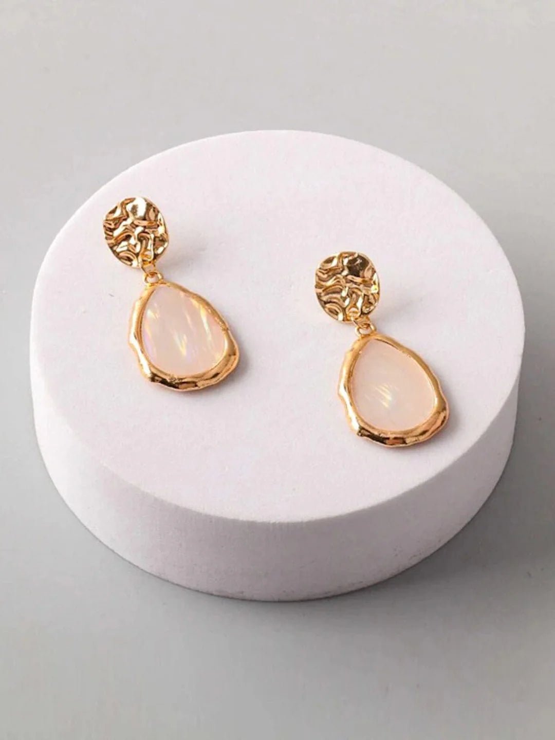 FASHION MARBLE GOLD EARRINGS - The Garment Garden Boutique
