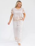 PLUS SIZE SHORT SLEEVE BLOUSE & ELASTIC WAIST PANTS MULTI PRINT 2PC. SET - The Garment Garden Boutique