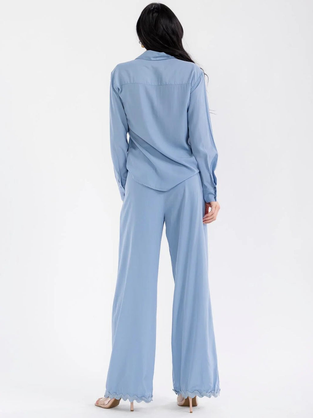 WOMEN'S LONG SLEEVE TOP & BUTTON CLOSURE PANTS TRIM DETAILED 2PC. SET**PLEASE CHOOSE COLOR - The Garment Garden Boutique