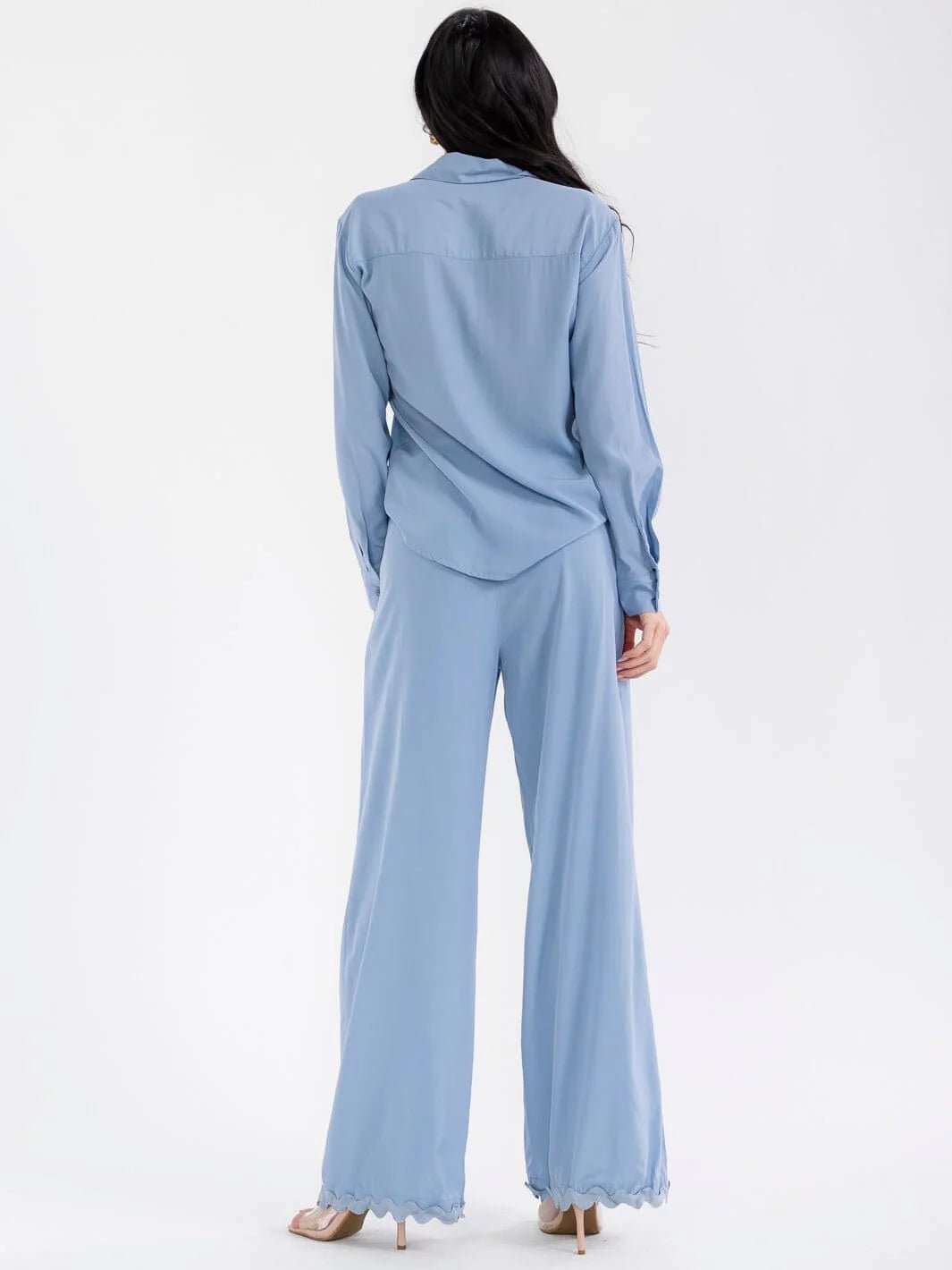 WOMEN'S LONG SLEEVE TOP & BUTTON CLOSURE PANTS TRIM DETAILED 2PC. SET**PLEASE CHOOSE COLOR - The Garment Garden Boutique