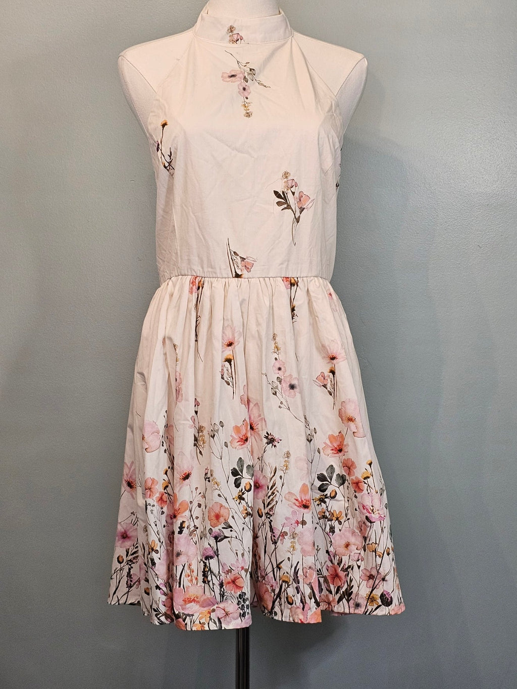 Altar'd State Blush Botanical Floral Halter Mini Dress - The Garment Garden Boutique