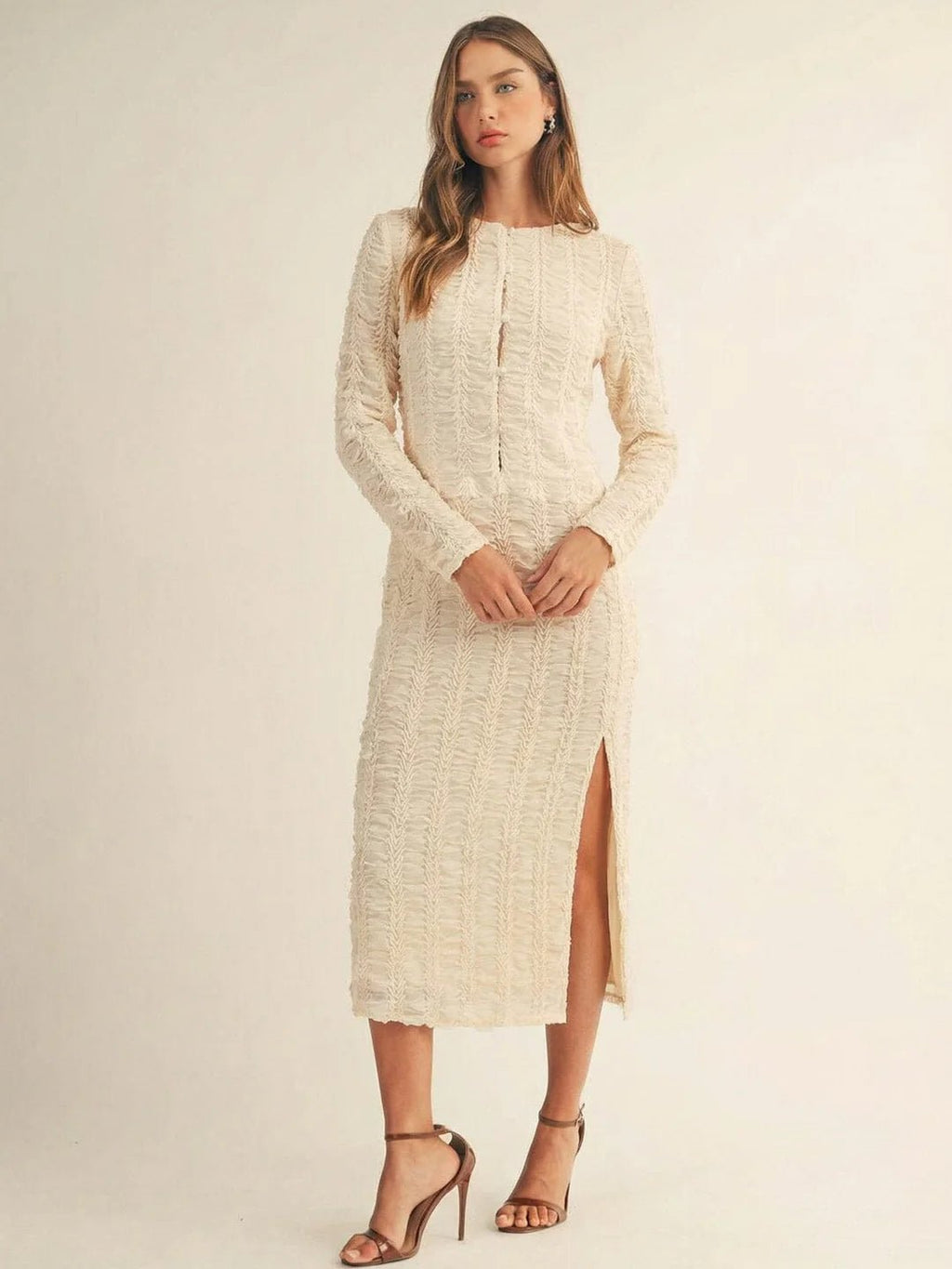 Just Me Two-Piece Blazer & Sleeveless Midi Dress Set - The Garment Garden Boutique