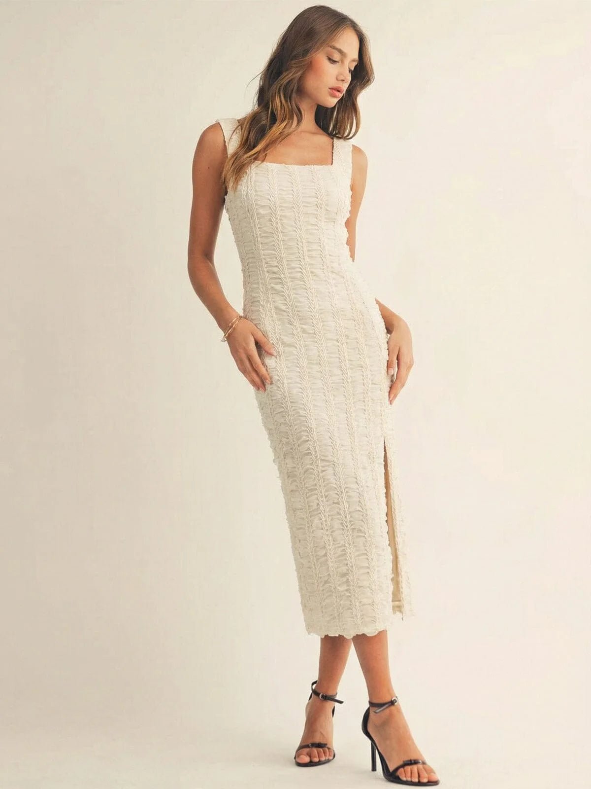 Just Me Two-Piece Blazer & Sleeveless Midi Dress Set - The Garment Garden Boutique