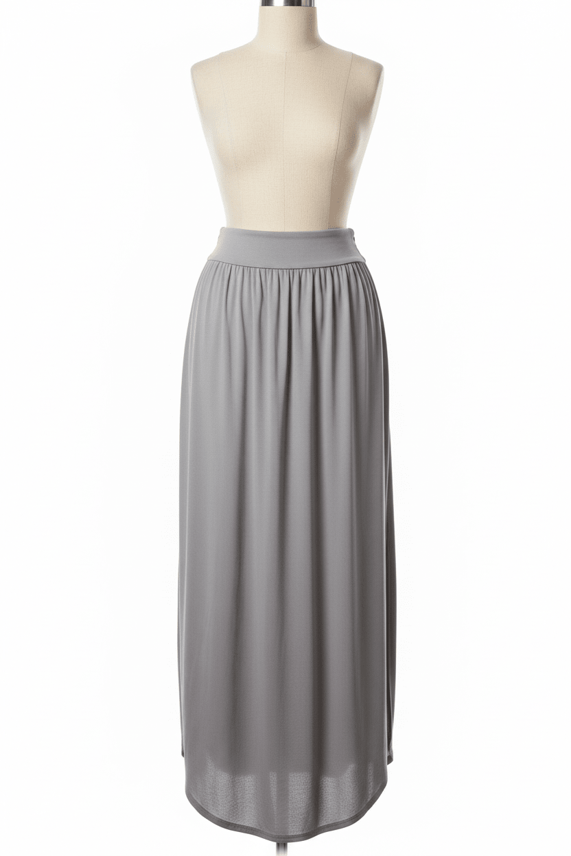 Zenana Maxi Skirt - Ash Grey Plus - The Garment Garden Boutique