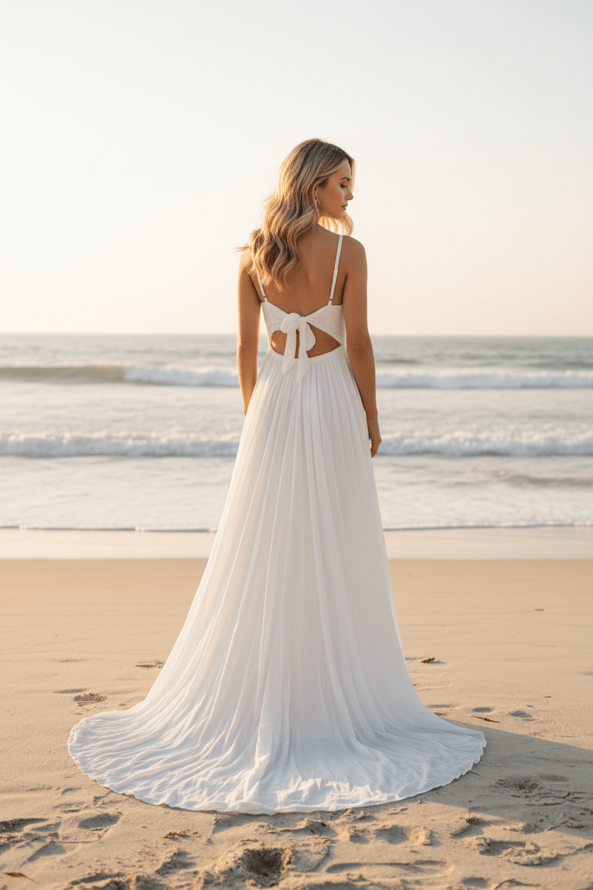 White Crochet Lace Beach Wedding Maxi Dress – Bridal & Destination Wedding - The Garment Garden Boutique