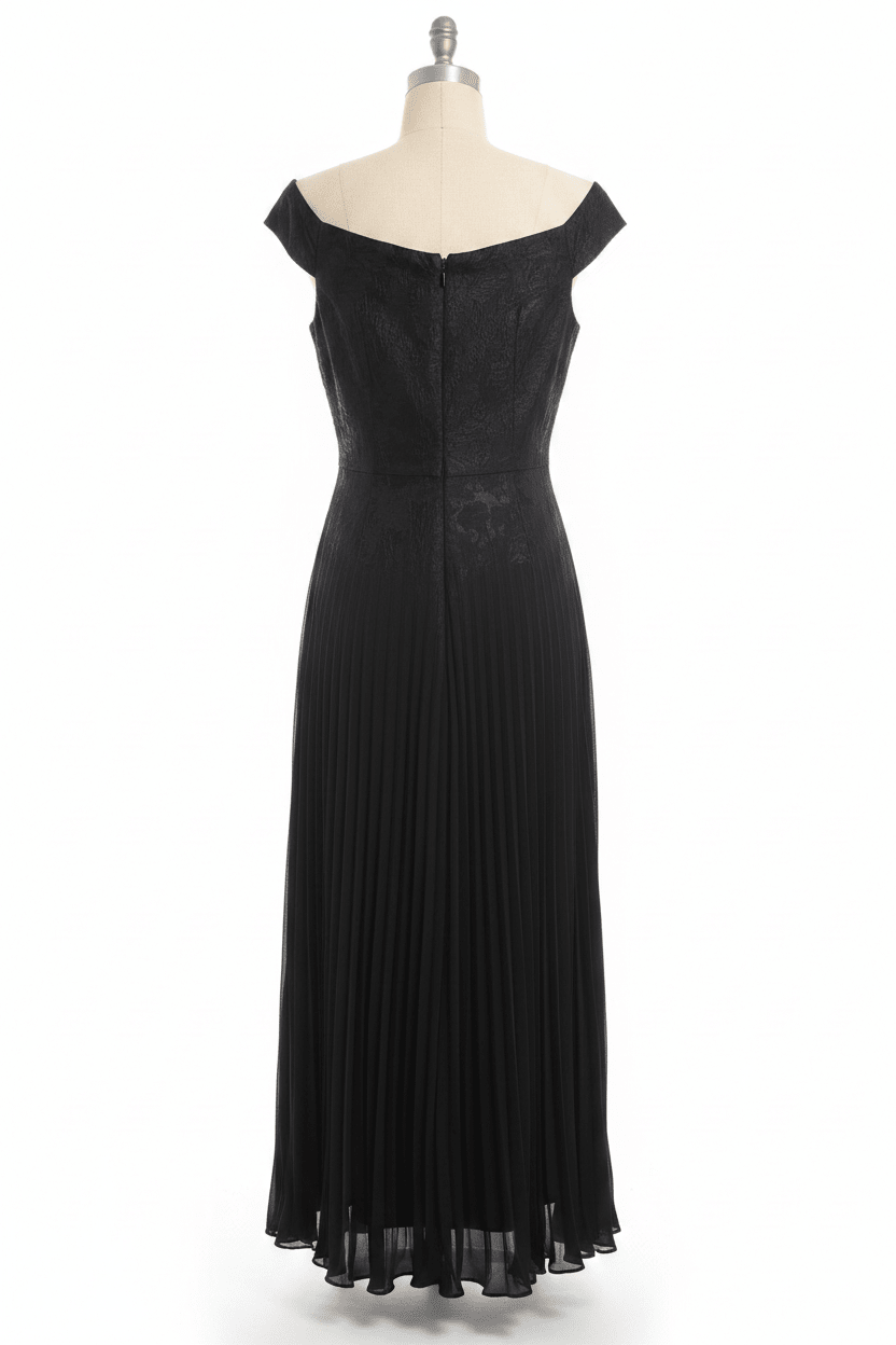 Just Me Black Jacquard Drop Waist Formal Maxi Dress - The Garment Garden Boutique