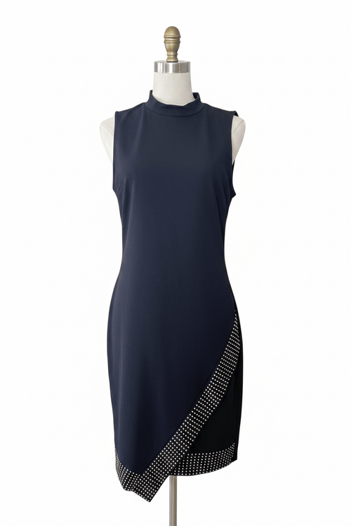 BeBe Rhinestone Hem Mock Neck Sheath Dress - The Garment Garden Boutique