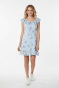 Altar'd State Blue Floral Ruffle Mini Dress - The Garment Garden Boutique