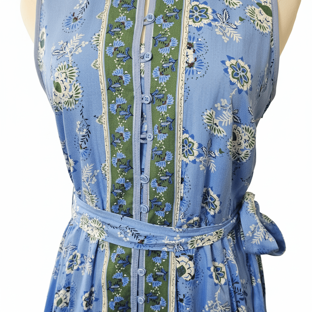 In Loom Blue Floral Stripe Maxi Dress with Pockets - The Garment Garden Boutique