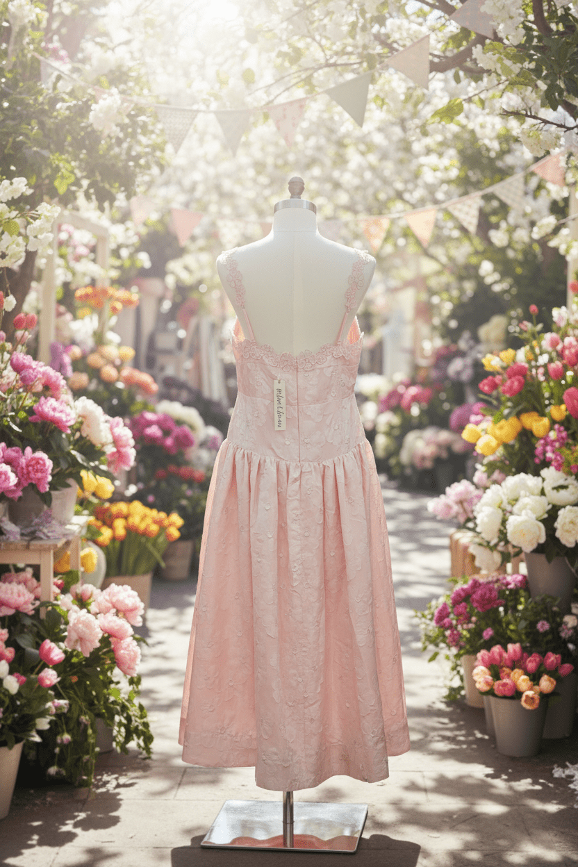 Blush Floral Embroidered Midi Dress by For Love & Lemons - The Garment Garden Boutique