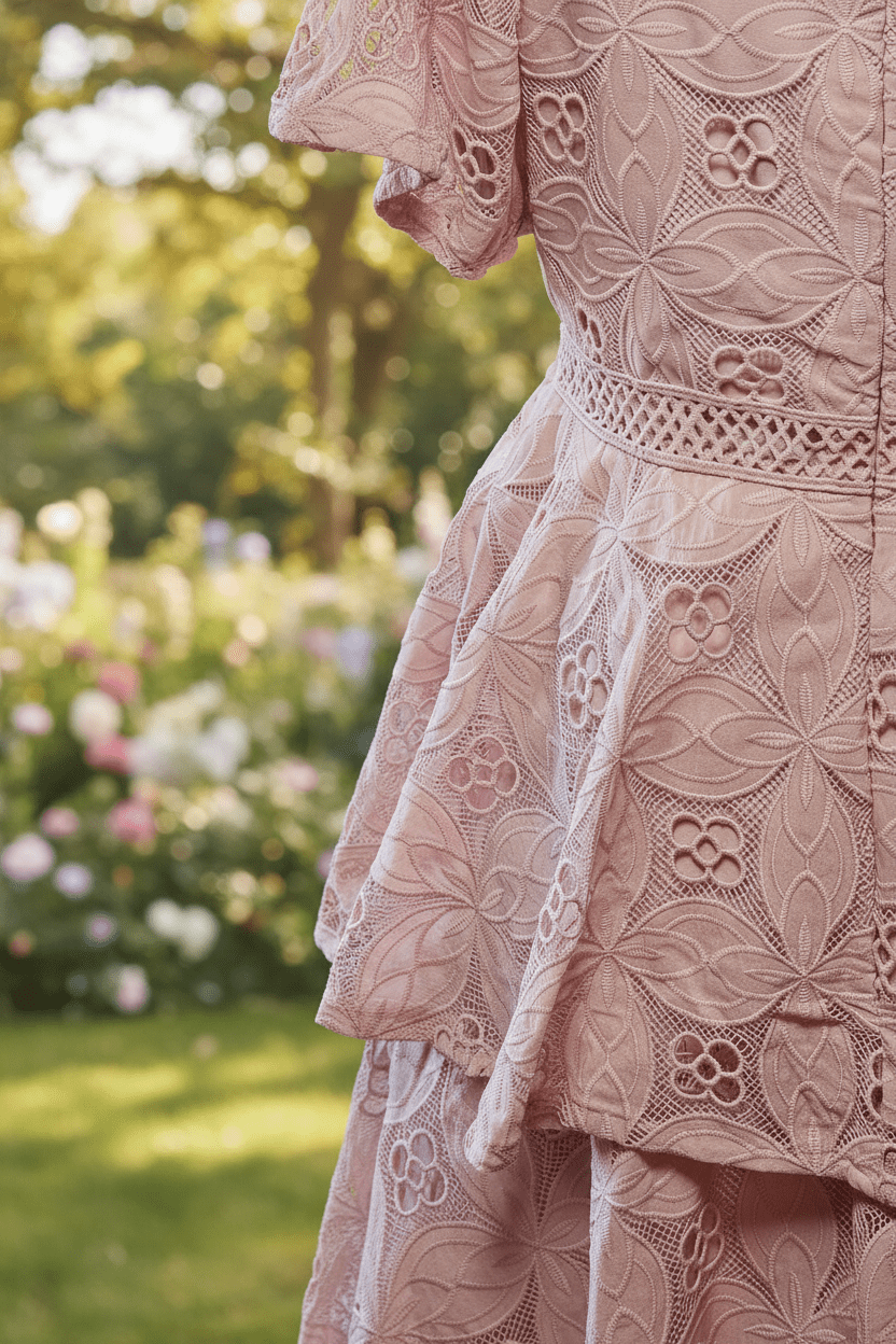 Lace Tiered Maxi Dress by Just Me – Wedding Guest & Formal Occasion Dress - The Garment Garden Boutique