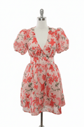 Mainstrip Blush Pink Tiger Lily Floral Puff Sleeve Mini Dress - The Garment Garden Boutique