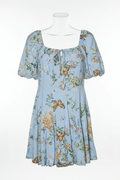 Altar'd State Sky Blue Butterfly Garden Puff Sleeve Mini Dress - The Garment Garden Boutique