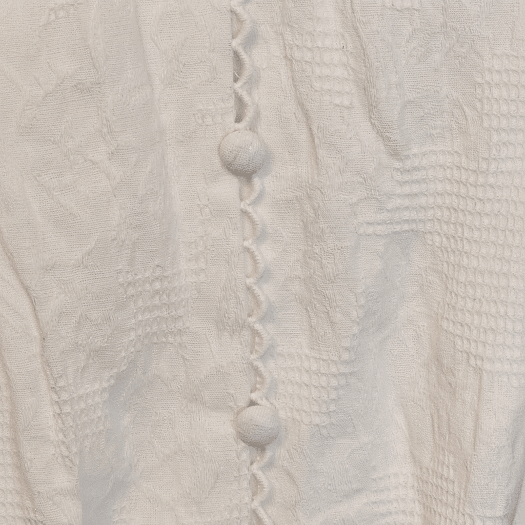 White Puff Sleeve Button-Front knee length Dress with Braided Belt - The Garment Garden Boutique