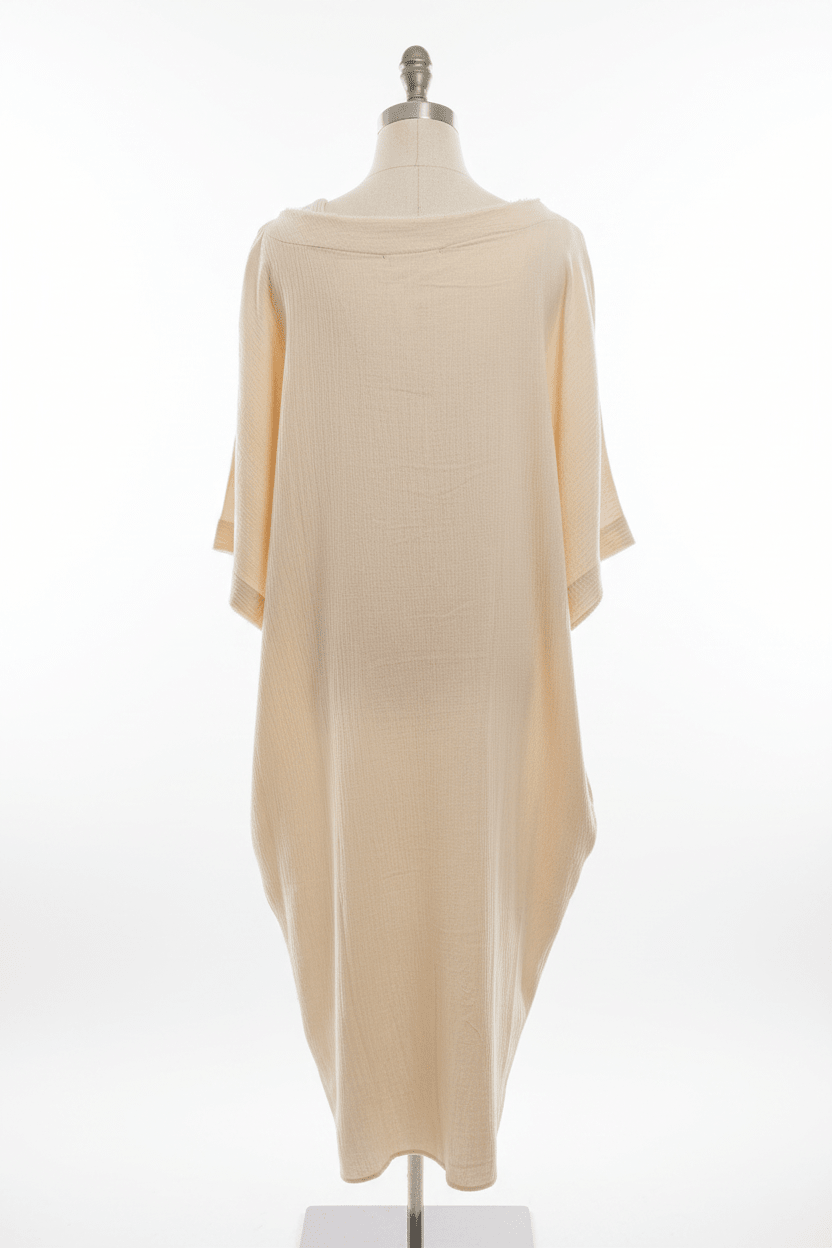 Cream Crinkle Cotton Cocoon Dress with Pockets - The Garment Garden Boutique