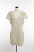 Just Me Cream Gold Silver Eyelash Fringe Flutter Sleeve Mini Dress - The Garment Garden Boutique