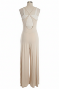 Cream Jersey Jumpsuit - Back