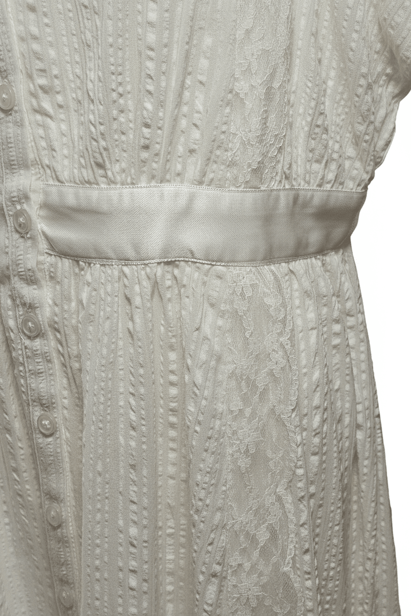 Cream Lace Button Front Midi Dress - The Garment Garden Boutique