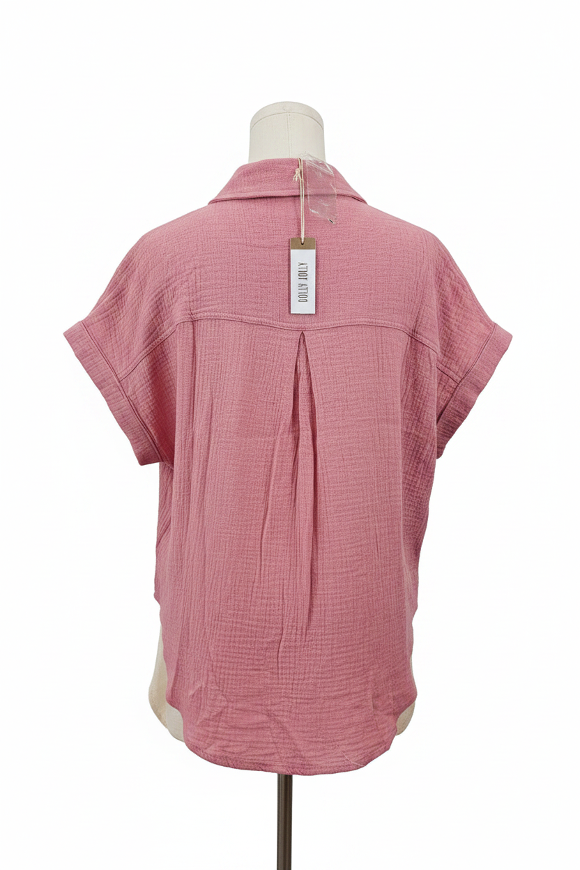 Dolly Jolly Gauze Top - Dusty Rose Back