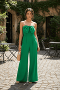 Mainstrip Emerald Bow-Front Wide-Leg Jumpsuit - The Garment Garden Boutique