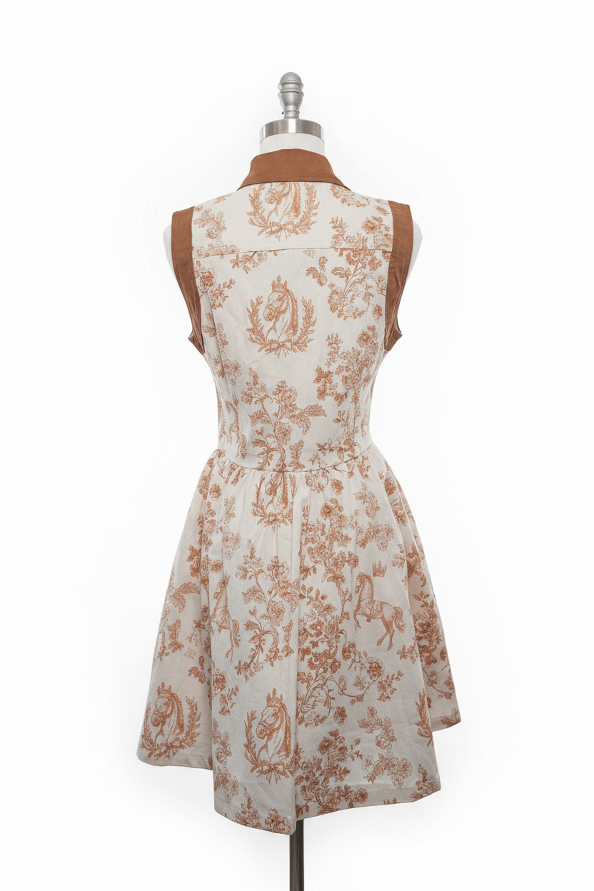 Mainstrip Equestrian Toile Denim Dress with Concho Buttons - The Garment Garden Boutique