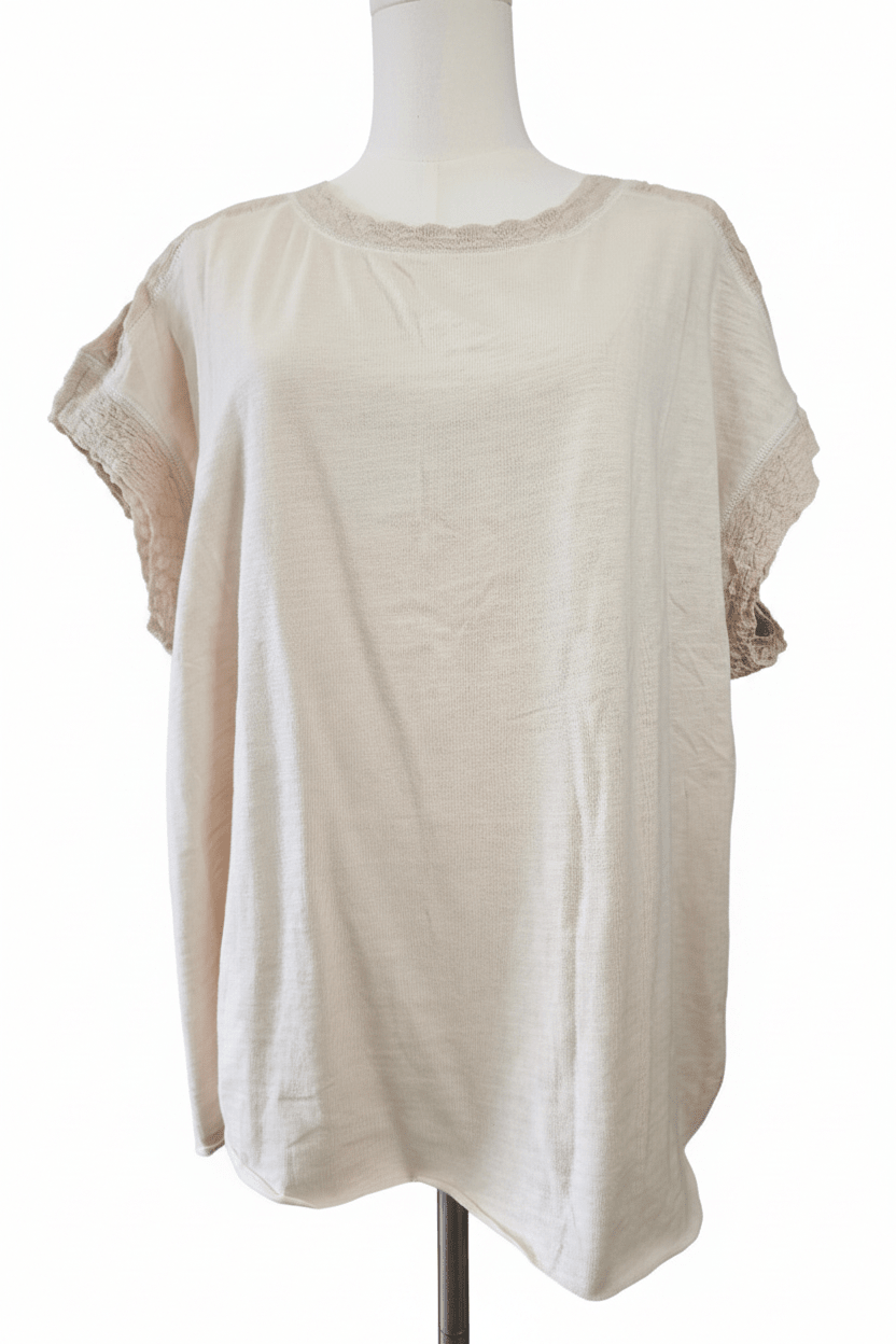 Front view - Cream Lace Detail Top
