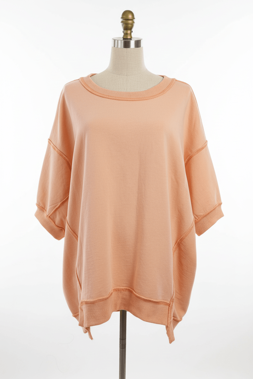 Front view - Peach Oversized Sweatshirt Top