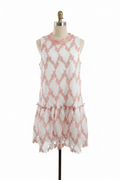 Pink & White Diamond Lace Drop-Waist Mini Dress - The Garment Garden Boutique