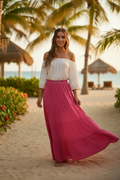 HYFVE Dark Pink Ruched Waist Maxi Skirt Lifestyle