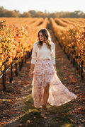 Altar'd State blush floral maxi skirt autumn vineyard lifestyle