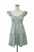 Sage Pintuck Crochet Lace Empire Waist Mini Dress - The Garment Garden Boutique