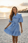 Fantastic Fawn Periwinkle Ruffle Bubble Sleeve Mini Dress - The Garment Garden Boutique