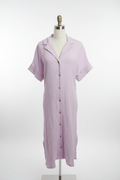 Lavender Crinkle Cotton Button-Down Midi Dress with Open Back - The Garment Garden Boutique