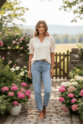 Lifestyle - Ditsy Floral Ruffle Blouse