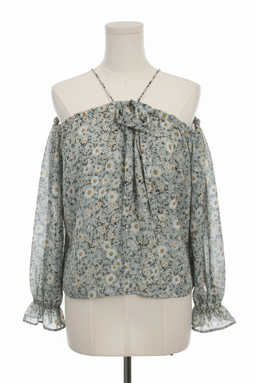 Mainstrip Daisy Floral Off-Shoulder Blouse - Sage - The Garment Garden Boutique