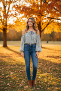 Mainstrip Daisy Floral Off-Shoulder Blouse - Sage - The Garment Garden Boutique