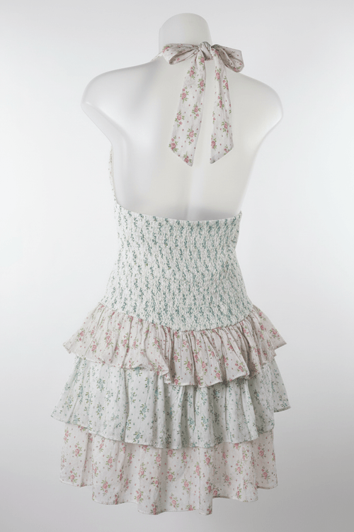 Altar'd State Mixed Floral Halter Tiered Ruffle Mini Dress - The Garment Garden Boutique