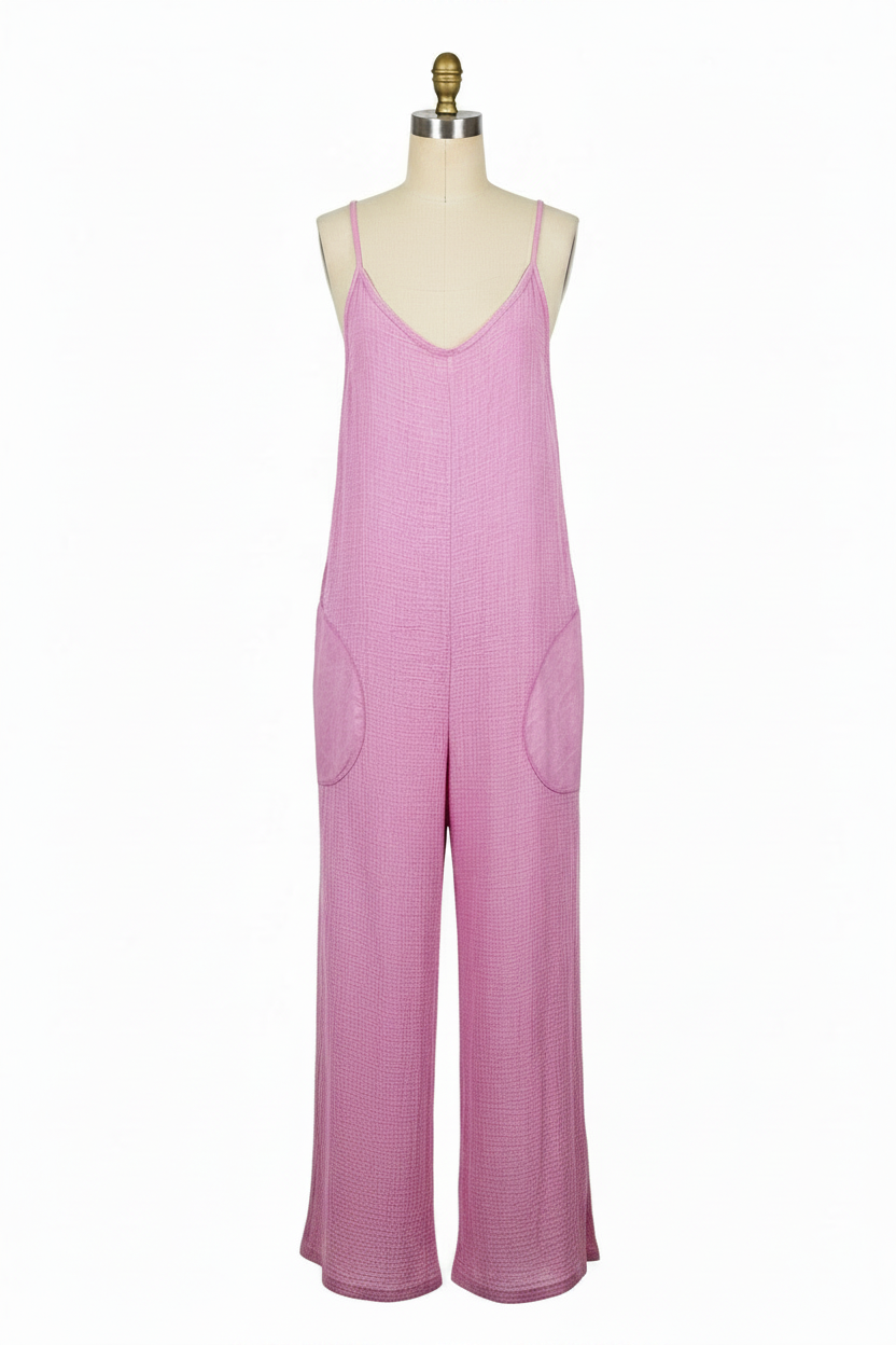 Orchid Pink Gauze Jumpsuit - Clean Hem