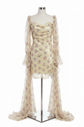 For Love & Lemons Pale Yellow Floral Chiffon Mini Dress - The Garment Garden Boutique