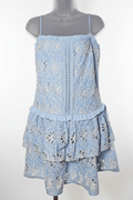 Periwinkle Blue Eyelet Embroidery Tiered Mini Dress - The Garment Garden Boutique