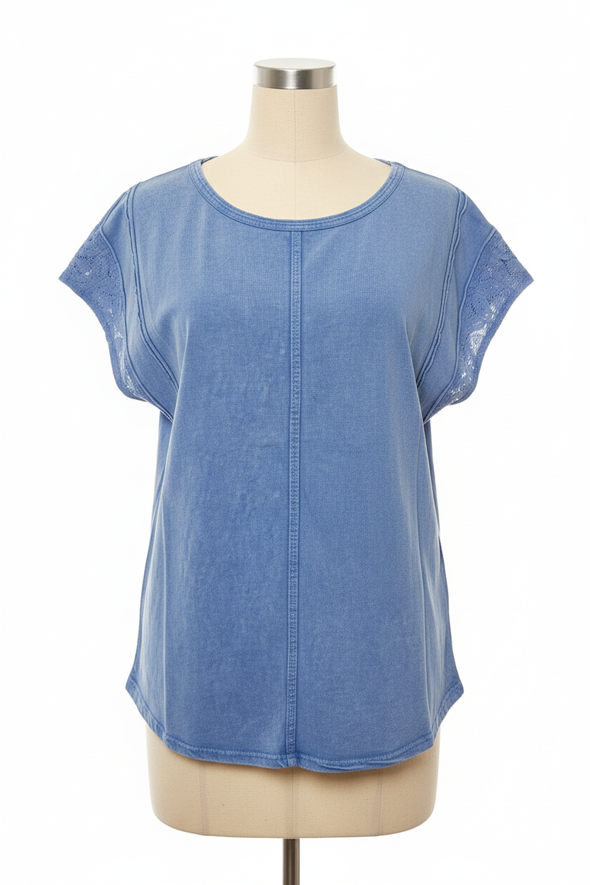 Periwinkle Lace Sleeve Top - Studio