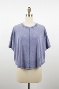 Periwinkle Mineral Wash Cropped Tee - Front