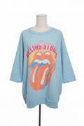 Rolling Stones x Fantastic Fawn Oversized Raw Hem shirt – Baby Blue - The Garment Garden Boutique