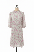 Sage Floral Mock Neck Balloon Sleeve Mini Dress - The Garment Garden Boutique