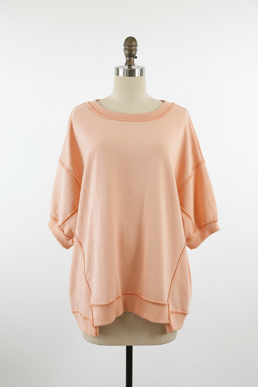 Side view - Peach Oversized Sweatshirt Top