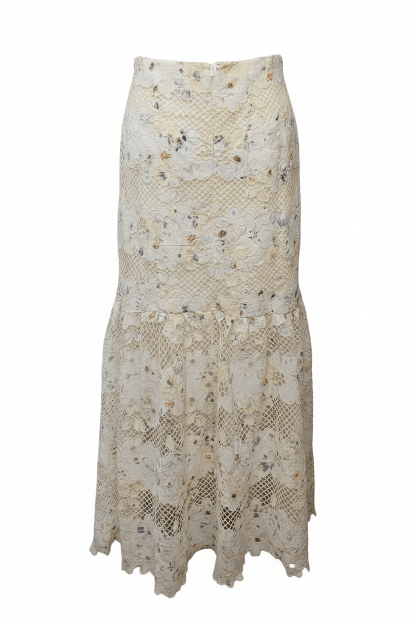 Ivory & Yellow Watercolor Floral Lace Maxi Dress – Spring Wedding Guest Dress - The Garment Garden Boutique