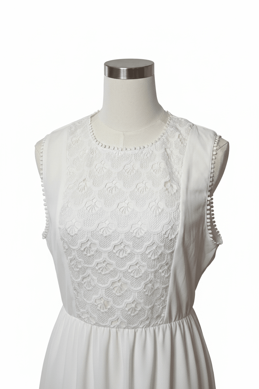 White Floral Embroidered Pleated Maxi Dress – Bridal & Summer Event Dress - The Garment Garden Boutique