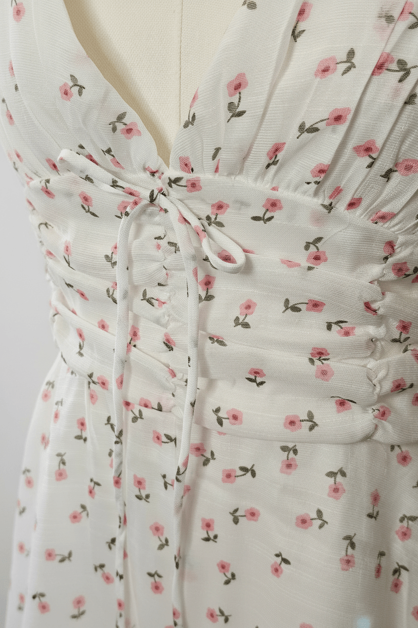 White Ditsy Floral Tiered Ruffle Mini Dress - The Garment Garden Boutique