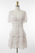 White Ditsy Floral Tiered Ruffle Mini Dress - The Garment Garden Boutique